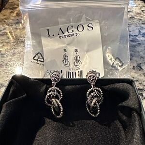 *Authentic* New LAGOS “Signature Caviar” Sterling Silver Drop Earrings